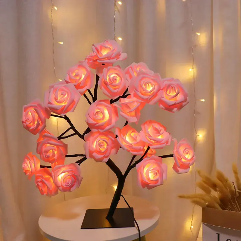 Rose-shaped night light, USB-powered, table lamp, bedroom lighting, holiday decorative lights, home decor, Valentine's Day gift, Mother's Day gift, home decor lighting