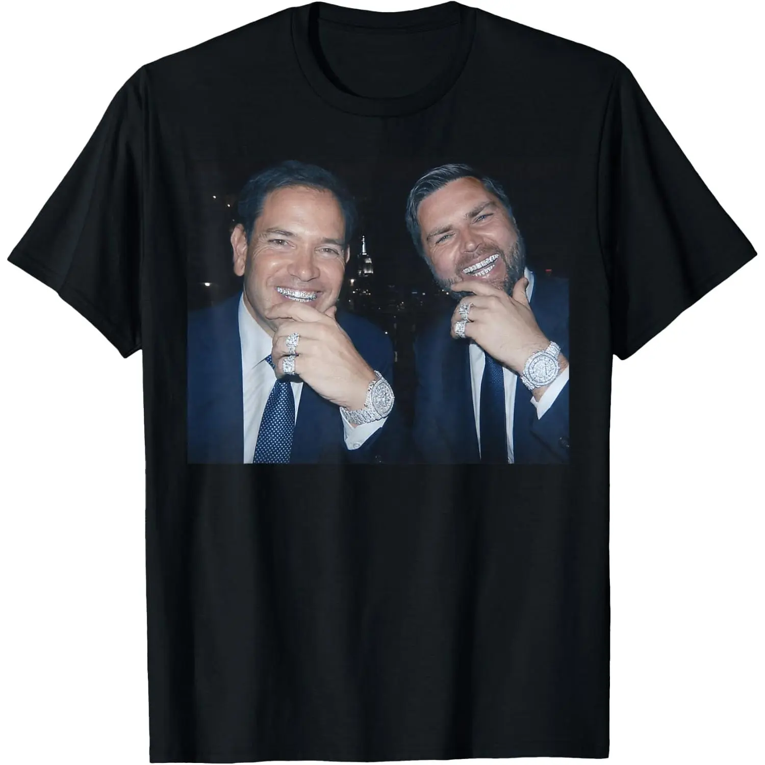 Men's Marco Rubio-JD Vance Grillz Meme 2028 T-Shirt, Breathable Basic Short-Sleeve Tops for Layering