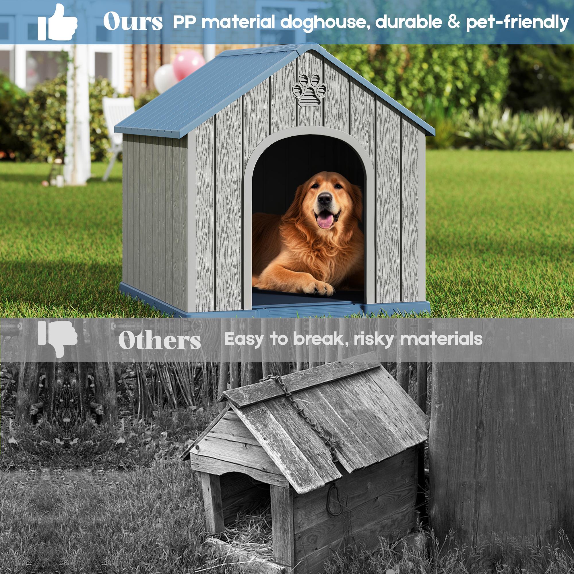 Durable Waterproof Plastic Dog/ Sheep House for Small to Large Sheep, Indoor Outdoor Pet Shelter with Ventilated Roof and Elevated Floor, Easy Assembly-Best Christmas Gifts.