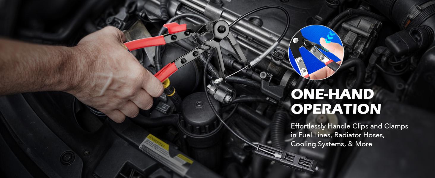 9PCS Hose Clamp Pliers, Long Reach Hose Clamp Tool Remover for Water Hose and Automotive Coolant Radiator Heater with Flexible Wire Long Reach Hose Clamp and Flat Band Pliers Multifunctional Pipe Clamp for Car Repair,Car accessories