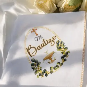 12pcs 12x12in 100% Polyester Baptism Favor Table Napkins, Decorative Reusable Fabric Napkins for Baptism Memories, Decorative Napkins