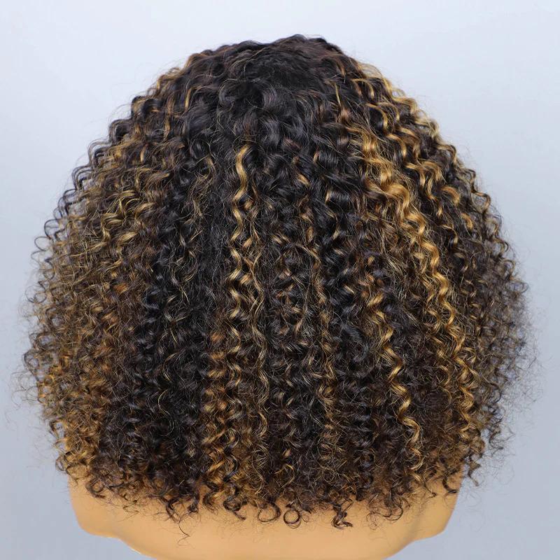 Highlight 1B/30 Ombre Brown Water Wave 3 In 1 Half Wig Drawstring Wear Go Wig Human Hair Glueless Human Hair Wig