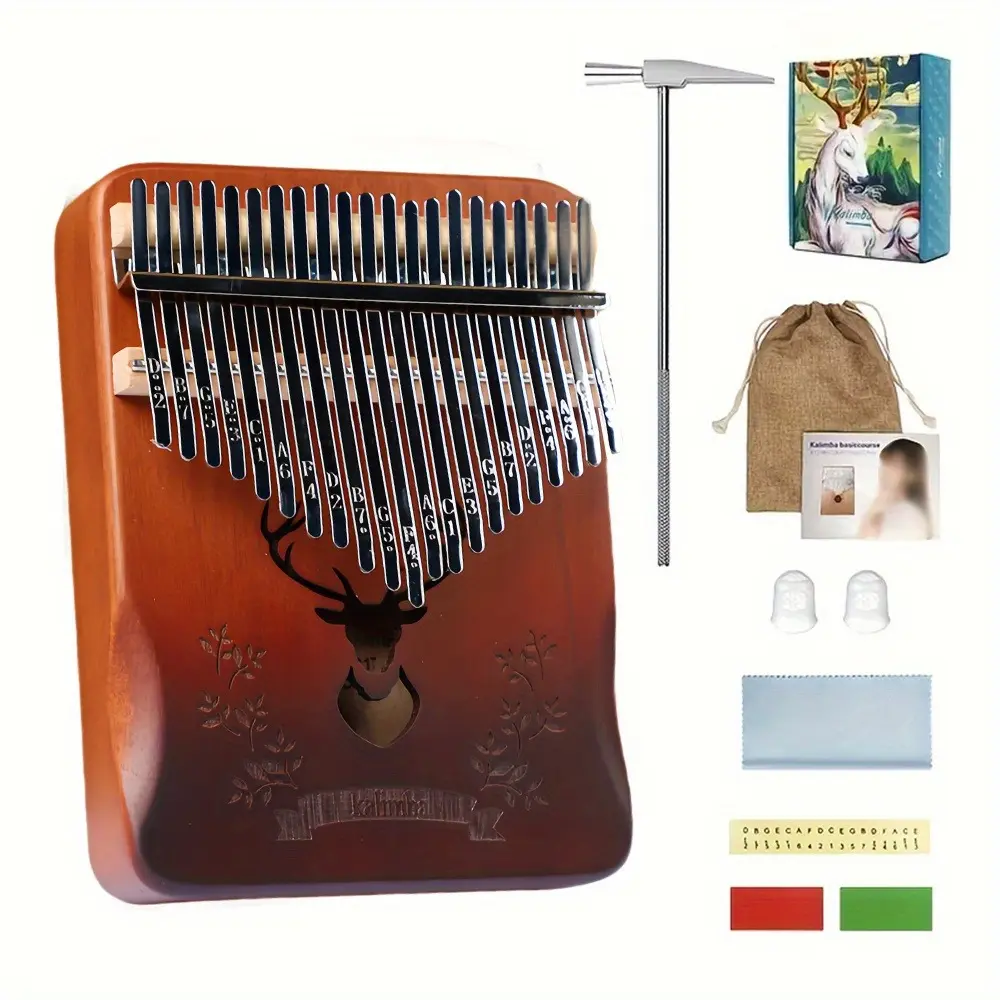 21-Key Finger Piano Kalimba, Fun Musical Instrument & Toy with Tuning Hammer, Instruction Manual, Carrying Bag, Ideal Gift for Kids & Adults (Birthday, Christmas)