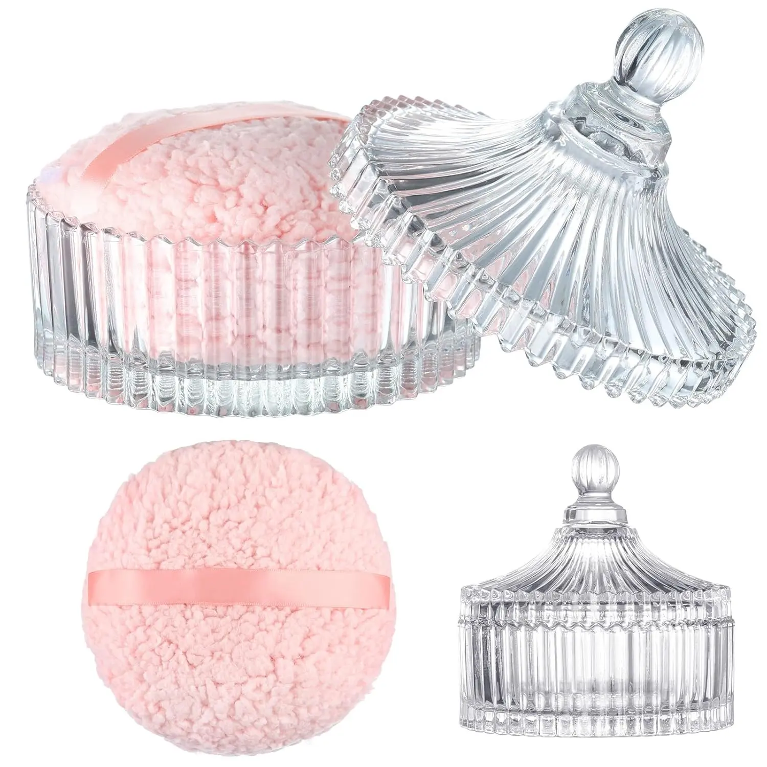 Mothers Day Gift Extra Large Body Powder Puff and Container, 6 Inch Oversize Dust Powder Puff for Baby Women Dusting Powder