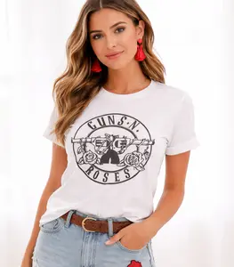 [Sale Up To 50%] Guns Roses Logo T-Shirt Rock Band Unisex Vintage White Tee | Classic Hard Rock Graphic, Retro Band Style, Casual Music Aesthetic Tshirt