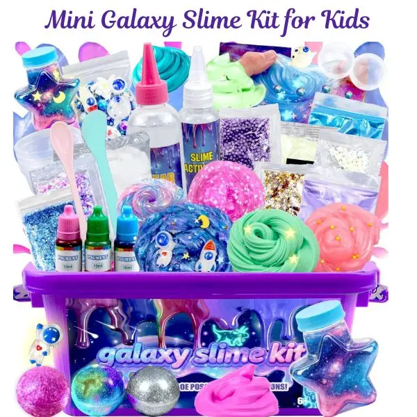 Mini Galaxy Slime Kit for Kids 8–12, DIY Butter Slime Making Kit with Crunchy Jelly Cube Slime, Glow in the Dark Stickers, Easter Gift