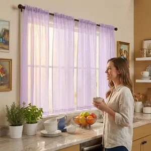 Cozy Curtain 4 Panels 34X63Inch Soft Snow Voile Sheer Curtains With Rod Pocket Design For Bedroom Living Room Bohemian Style Easy Installation Multi Room Types Kitchen Curtain Ft2630