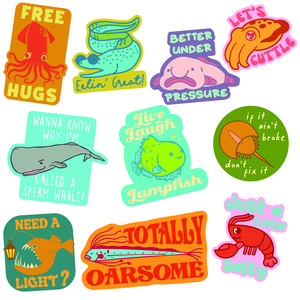Sea Creature Sticker Extra Large Stickers for Adults Funny Adhesives with Memes Funny Stickers with Colorful Graphic Decals Sarcastic  Funny Animal  Multi