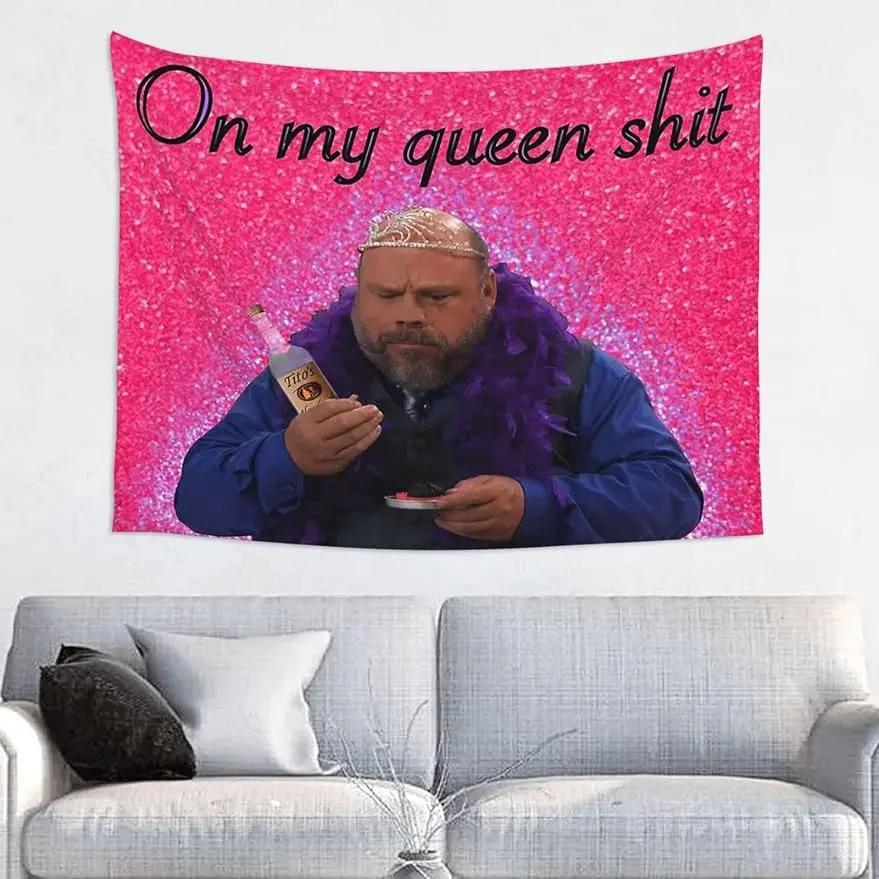 Bertram On My Queen Shit Tapestry Aesthetic Tapestrys 30x40in Funny Meme Tapestries Wall Hanging Art Poster for Bedroom Living Room