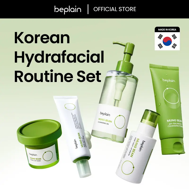 [BEST SELLER] Korean Hydrafacial Skincare Routine Set, Affordable Clinic Level Care at Home, Mung Bean 5pcs, Cleansing Oil, Cleansing Foam, Clay Mask, Cooling Serum, Soothing Cream