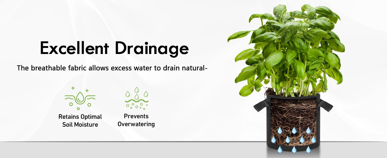 Grow Bags 10 Gal Multi-Purpose Nonwoven Fabric Pots with Durable Handles Heavy Duty Breathable Garden Pots for Plants Vegetables Planters