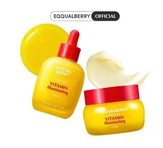 EQQUALBERRY Vitamin Illuminating Duo – Skincare Ritual with Acerola Water, Niacinamide & TXA | Targets Dark Spots & Uneven Tone | Hydration + Ceramide Barrier Care | Serum 30ml + Cream 50ml