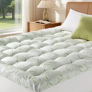 Shilucheng Bamboo 3inch Mattress Topper 8-21 Inch Fit Back Pain Relief Breathable Ultra Soft Quilted Top with Deep Pocket Machine Washable