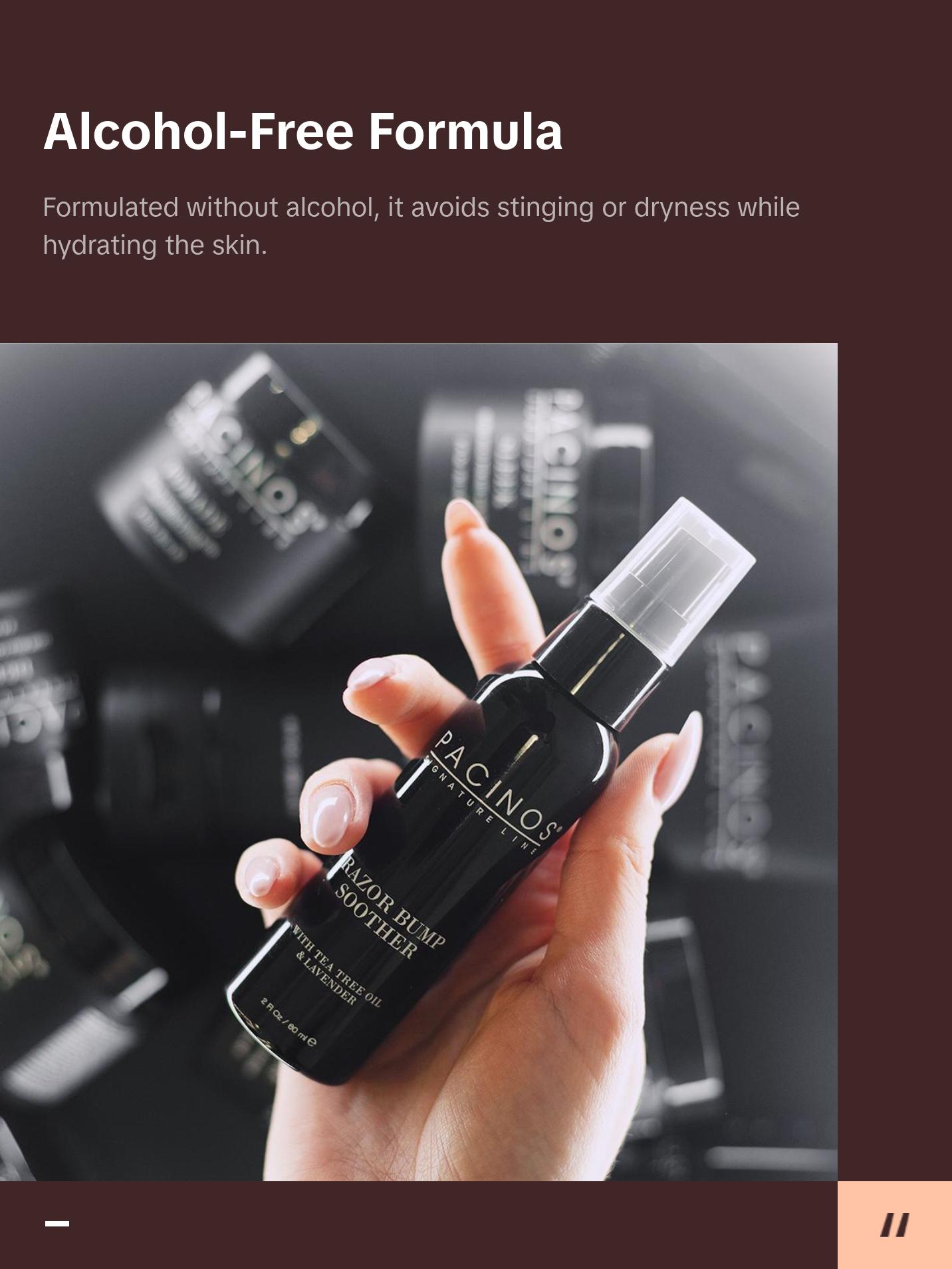 Pacinos After Shave Soother - Post-Shave Gel with Hyaluronic Acid, Oat Extract and Tea Tree Oil for Hydration, Calm and Skin Recovery - Alcohol-Free - 2 fl oz