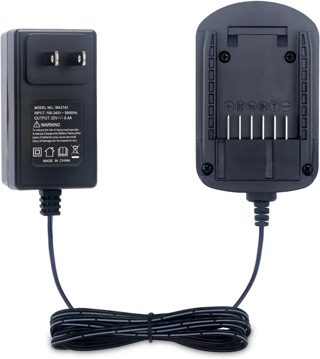 20V Max Lithium Ion Wall Charger for Worx Power Tools, 100-240V AC Input, 20V DC Output 0.4A, LED Status, Compact & Portable, 3-5 Hour Charge Time, Compatible with WA3525 WA3575 WA3520 WA3578 WA3016 WA3674 WA3669 WA3742, Wired, None