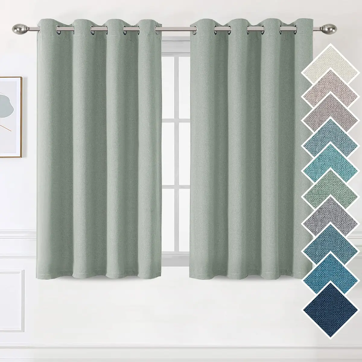 H.VERSAILTEX Linen Textured Grommet Curtains - 2 x 1.5m Long Panels, Thermal Insulated, Light Reducing, Soft Rich Material, Room Darkening Taupe Curtains for Bedroom/Living Room, Long Curtains