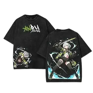 Anby Demara Zenless Zone Zero Washed Tshirt, ZZZ game Oversize 2 Sided Cotton unisex graphic Tshirt, game movie Tops graphic tee, best gift for him