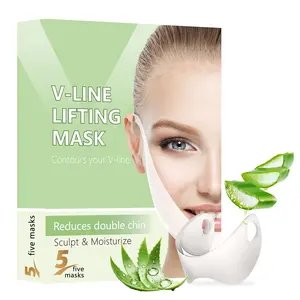 V-Line Lifting Mask | Daily Hydrating Skincare | Reduces Double Chin & Depuffs | Aloe & Hyaluronic Acid | 5 Masks | Stretchy Fit for All Face Shapes | Pre-Event Quick Fix | Unisex
