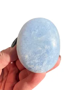 Blue Calcite Palm Stone (1" - 3") Blue Calcite Crystal - Blue Calcite Worry Stone - Throat Chakra Stone