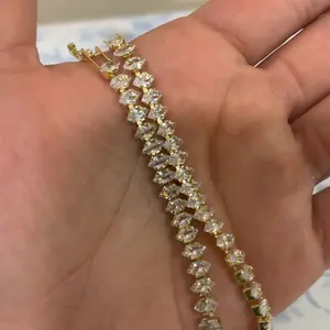 Elegant Geometric Rhombus Zircon Chain Bracelet, Pretty Bracelet, Simple Style for Women's Daily Wear & Party, Fashionable Versatile Jewelry