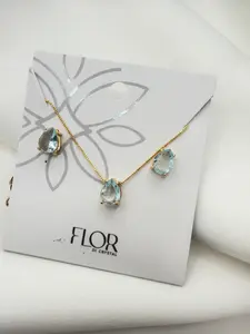 Conjunto - Luxury teardrop baby blue cz Necklace & Earring Set