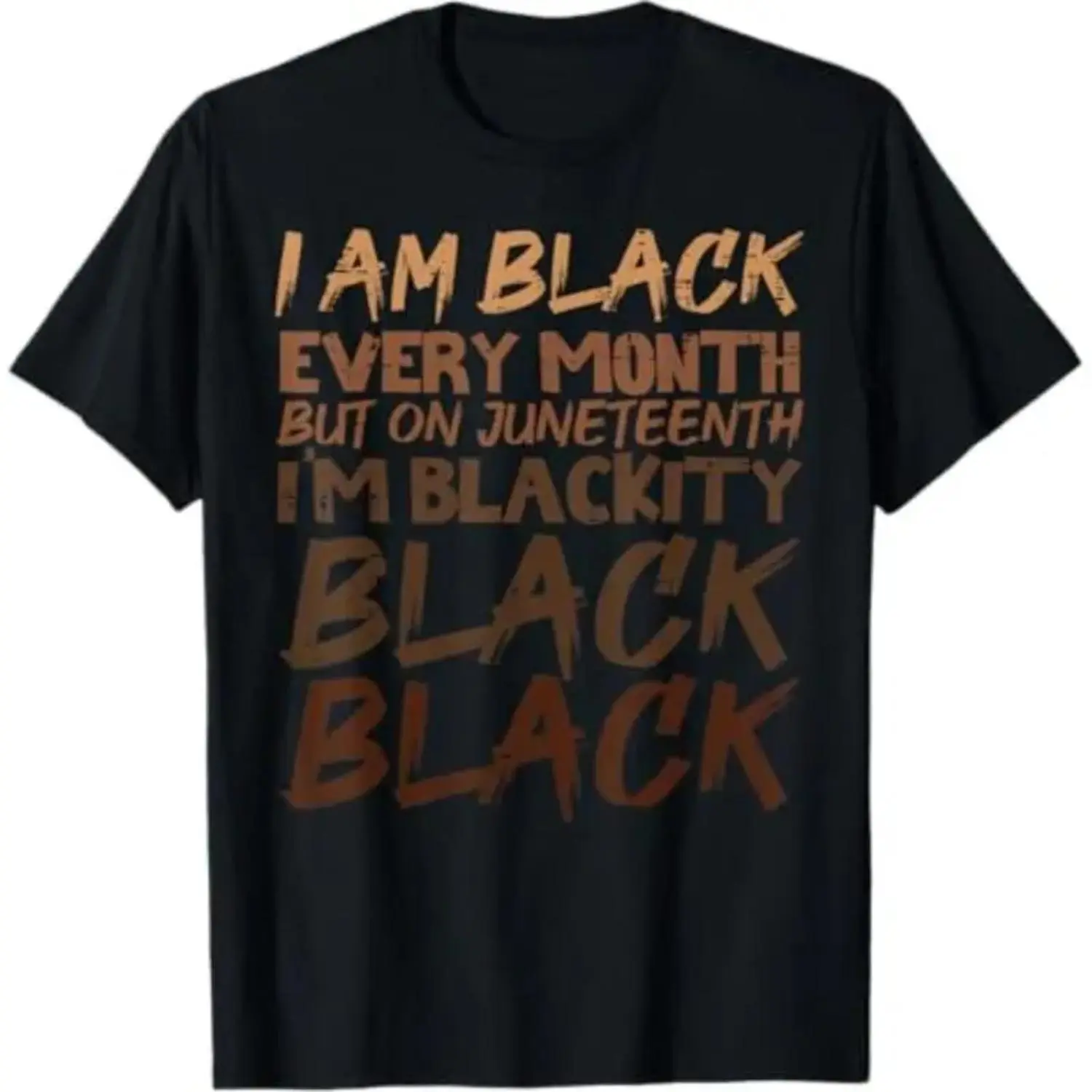 Juneteenth Short Sleeve T-Shirt, "I Am Black Every Month" Unisex 100% Cotton Graphic Tee, Casual Round Neck Streetwear Top for African American Pride, Shortsleeve, Tshirt