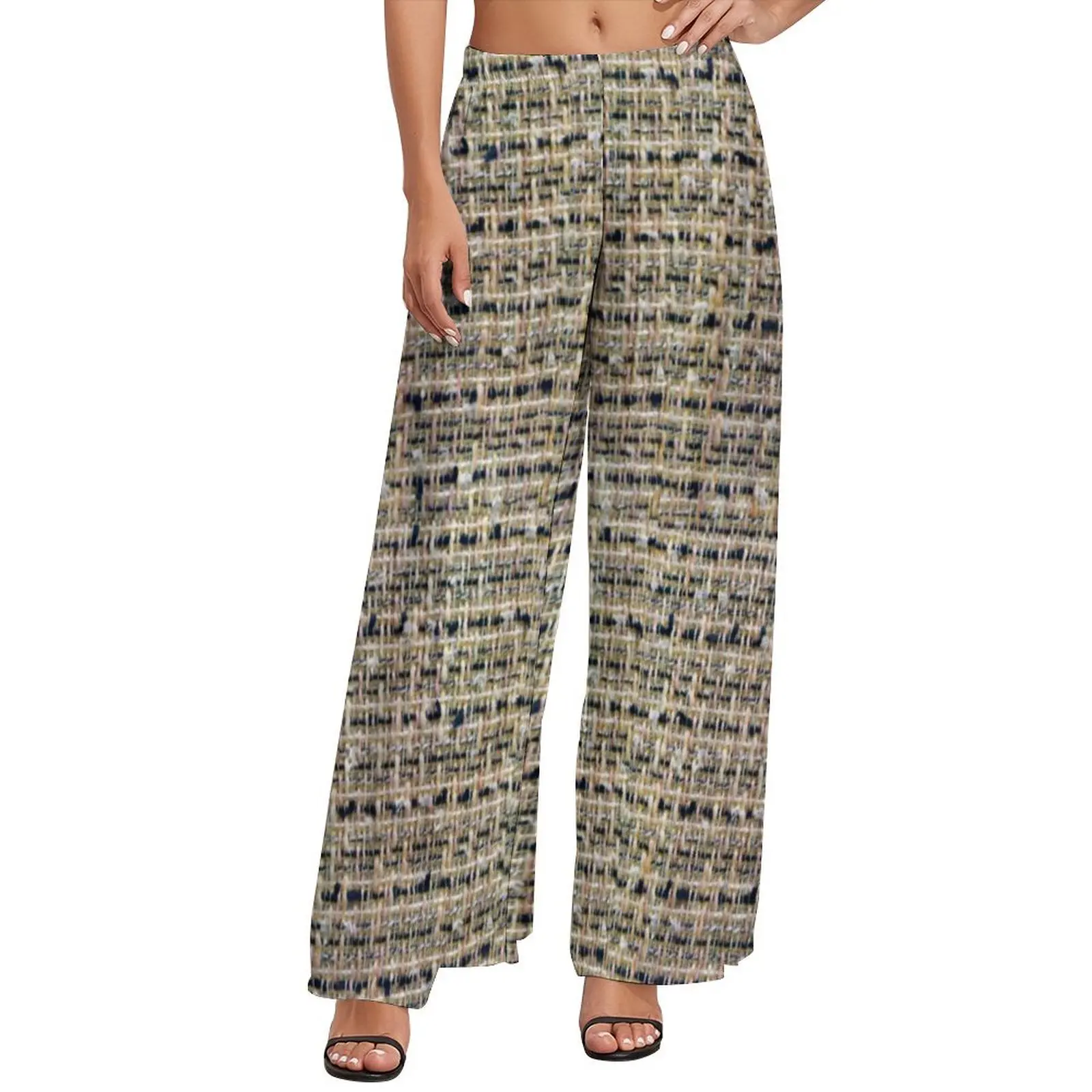 Tan Tweed Pattern Women's Fashion Pants Winter Bottoms for Stylish Outfits Versatile Sophisticated Look Ideal for Casual & Formal Occasions