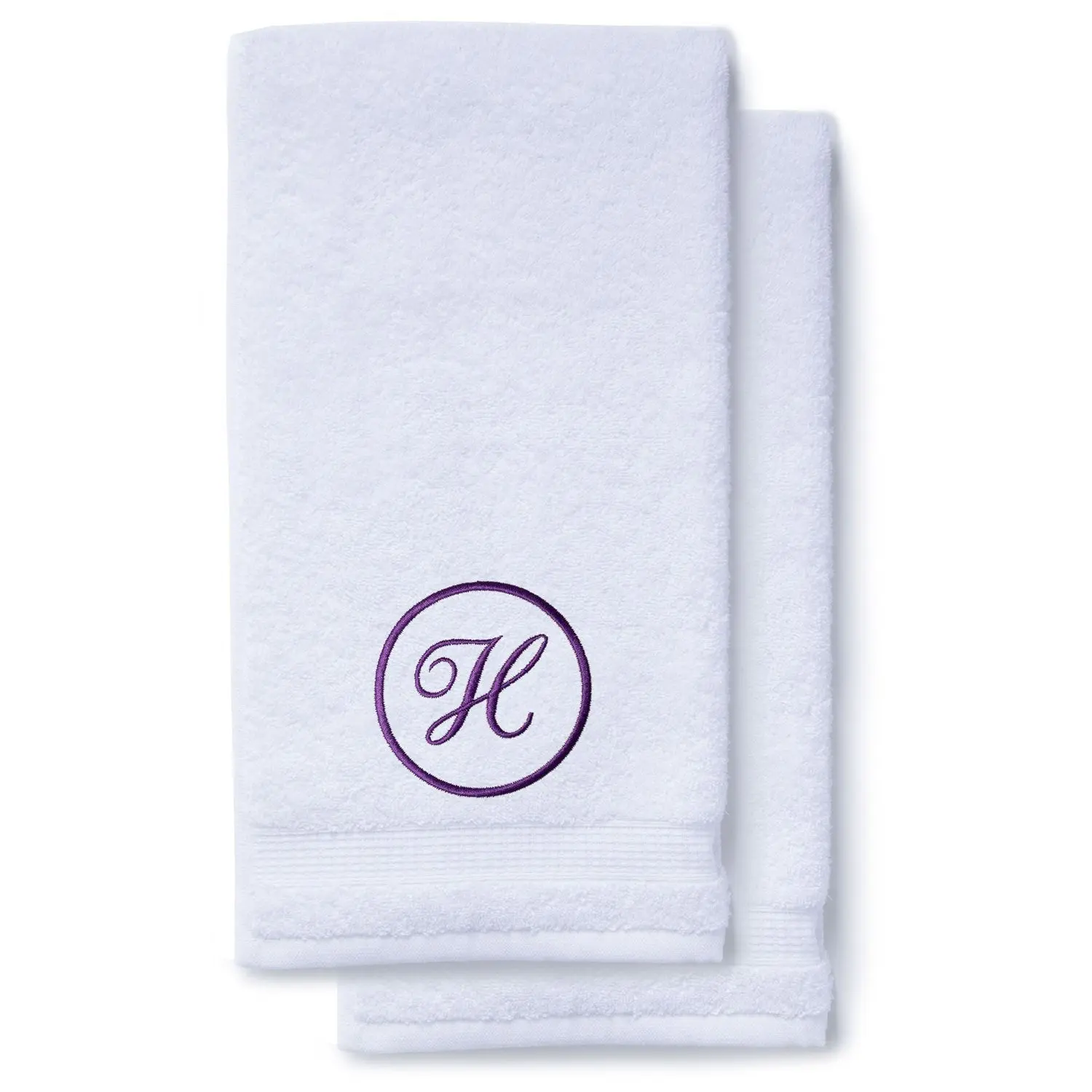 Turquaz Turkish Personalized Hand Towels - Script Initial (Set of 2) - 100% Cotton, 16x30