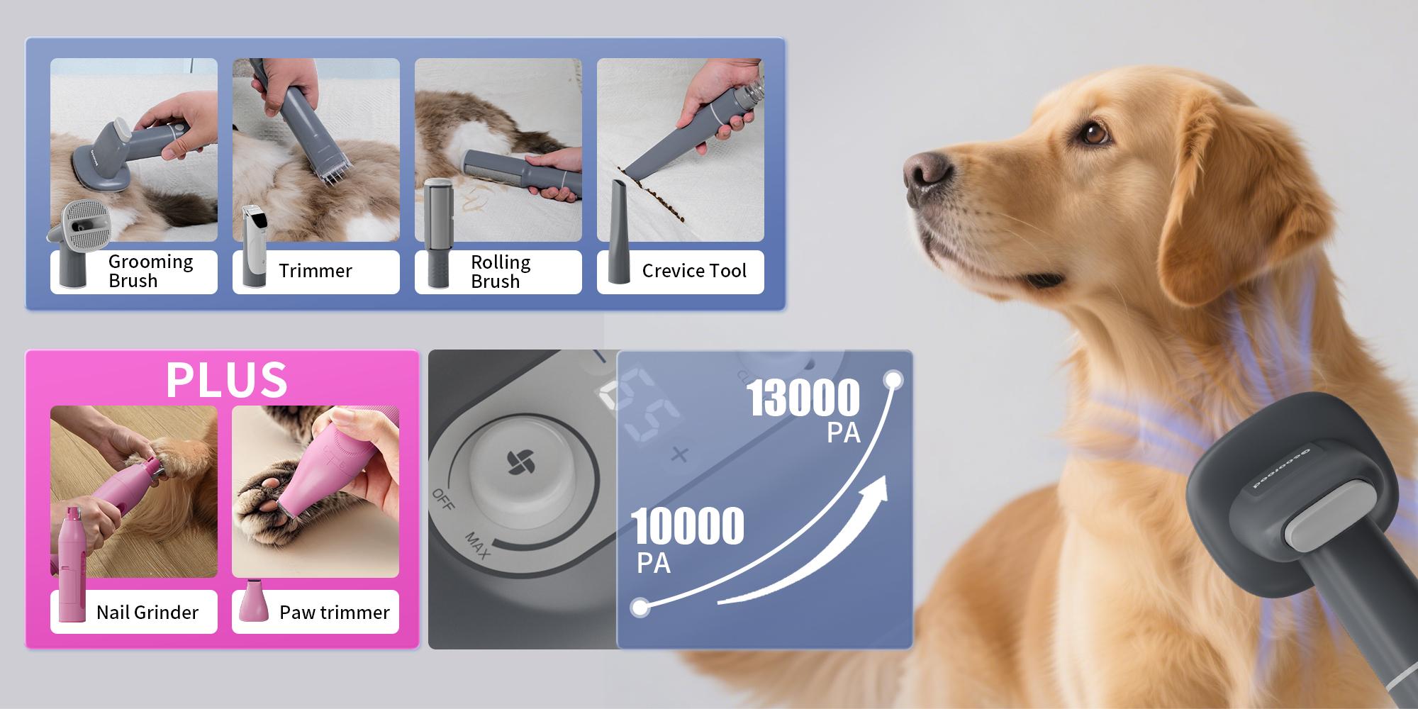【Geoorood】 Geoorood Dog Grooming All-in-One Kit with Vacuum Brush 2.5L Large Pog, Stainless Steel Blades Lightweight Design 13KPa Suction Force Portable Cleaning Set #February Stock Up 【Geoorood】 Geoorood Dog Grooming All-in-One Kit with Vacuum Brush 2.5L Large Pog, Stainless Steel Blades Lightweight Design 13KPa Suction Force Portable Cleaning Set #February Stock Up