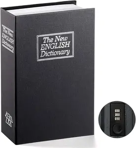 Diversion Book Safe Box with CombinationLock, 9.4" x 6.1" x 2.2" Fake Dictionary MetalHide Stash Container for Storing Money,Jewelry, Gun and Passport.