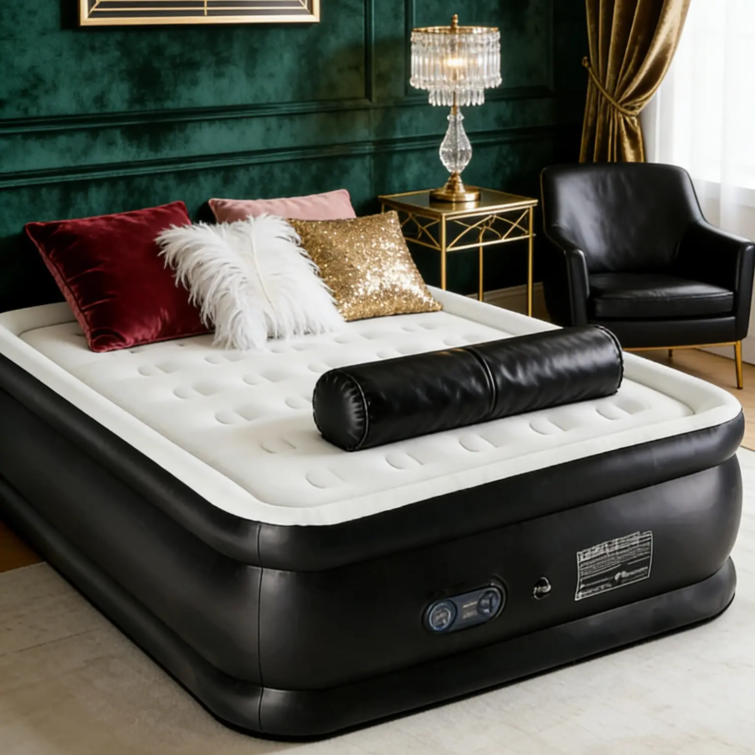 Quick-Inflate Portable Blow Up Mattress - Inflatable Bed Mattress with Built-in High-Capacity Pump, Double Height, Non-Slip Bottom, 660 lbs Weight Capacity, for Home & Camping (Sports & Outdoor Sleeping Gear), Blow Up Mattresses, Inflatable Bed Mattresses