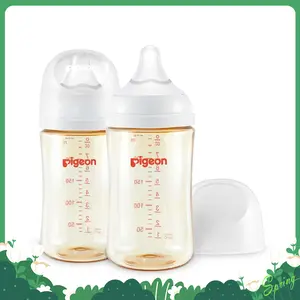 Merry Chrismas (Pack of 2)Pigeon PPSU Nursing Baby Bottle Wide Neck, Anti-Colic, Streamlined Body, Natural Feel, Easy to Clean, 8.1 Oz, Includes 2pcs M Nipples (3m+) baby registry essential