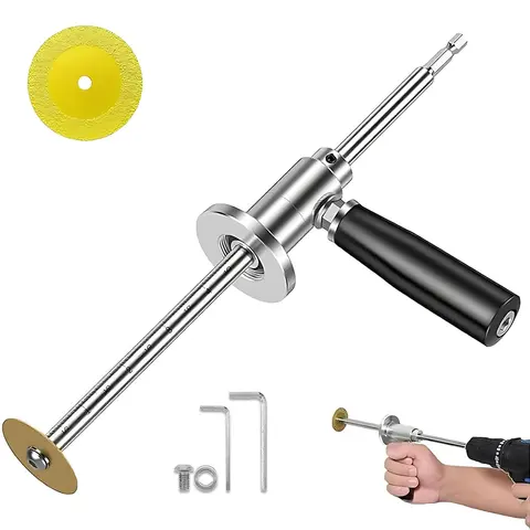 PVC Pipe Inside Cutter with Diamond Grit Cutting Wheel, 1 Set Hardware Construction Tool Kit, 7in Adjustable Depth, 1/4in Hex Shank for Impact Drivers & Drills, Stainless Steel, 1-8in PVC Fitment - Father's Day Gift