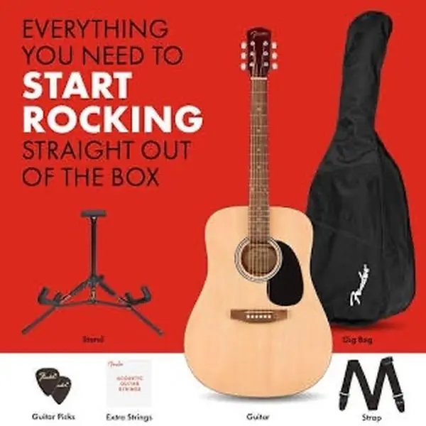 Fender FA-25 Dreadnought Acoustic Guitar - Beginner Friendly with 2-Year Warranty, Includes Free Lessons, Sunburst Design blue