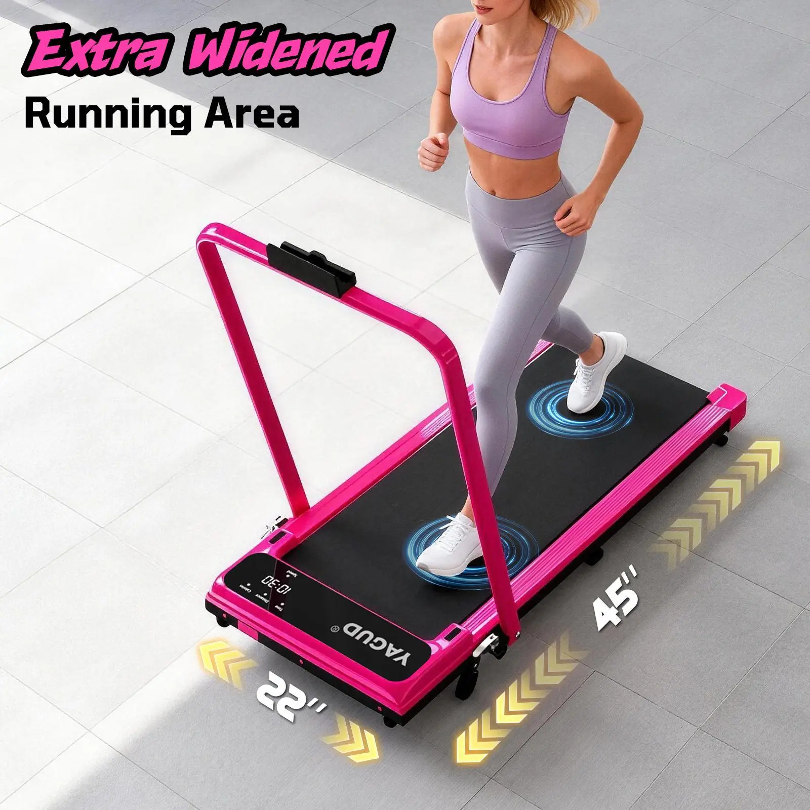 [DEALSFORYOUDAYS] YAGUD Foldable Adjustable Incline Treadmill Walking Pad, Low Noise Motor, 265lbs Weight Capacity, Remote Control, Wheels for Easy Mobility, Dual Shock Absorption System, Portable Compact Folding Treadmill for Home Cardio, Treadmills For