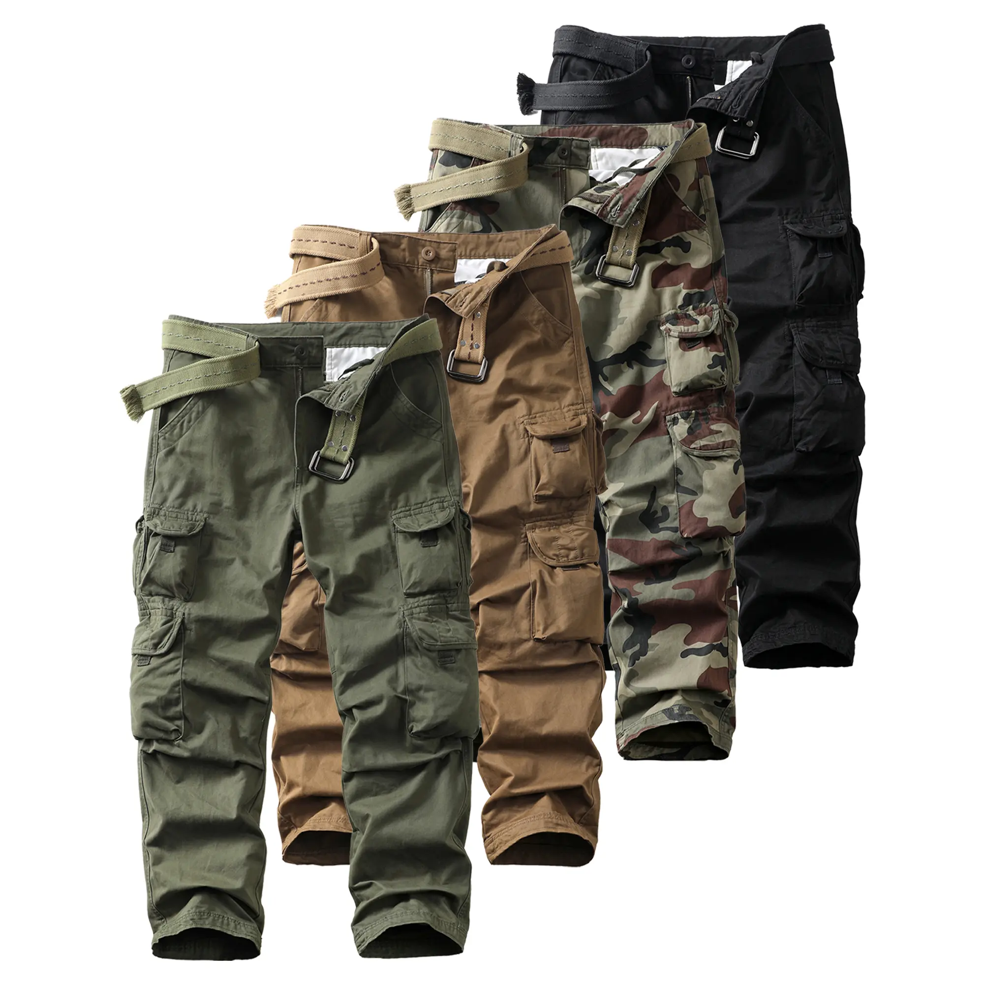 AKARMY Men's Casual Cargo Pants Camo Pants Combat Work Pants with 8 Pockets 3357-Shandi(No Belt) Camouflage Menswear
