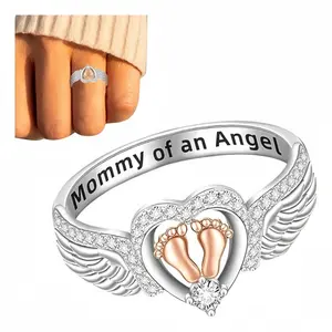 Miscarriage Gifts for Mothers Pregnancy Loss Son or Daughter Ring Mommy of an Angel Wing Ring Memorial Sympathy Jewelry for Mother's Day Gifts
