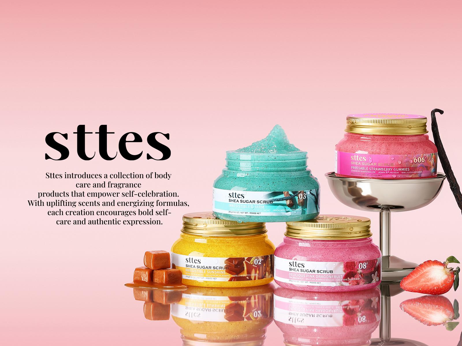 New！Sttes Shea Sugar Body Scrub #02 (Irresistible Sunshine) – Exfoliating Pistachio & Salted Caramel Scent Shower Treatment 250g