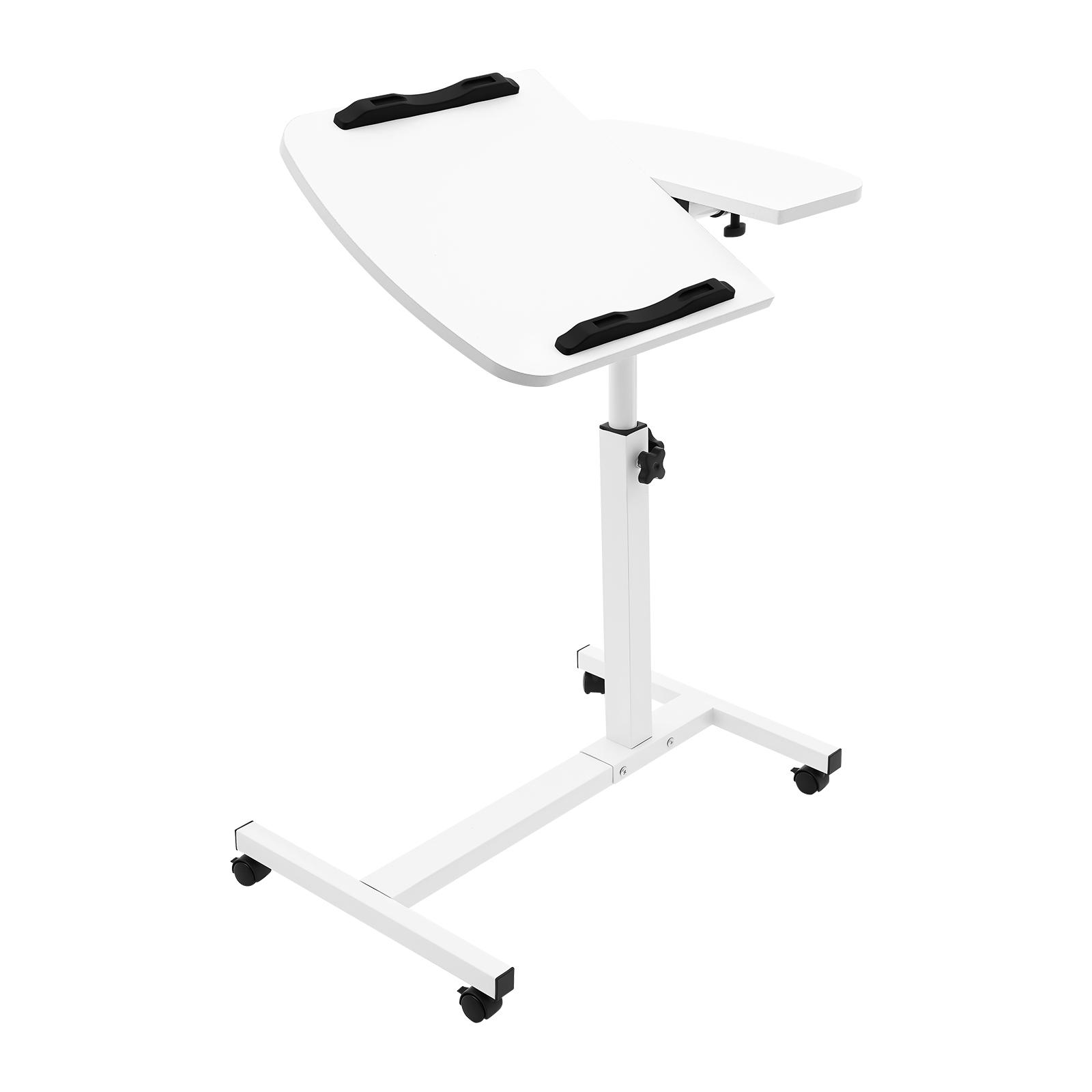 Modern Height-Adjustable Laptop Table with Locking Wheels, 40x40cm Tilt Top, Rolling Mobile Computer Workstation for Bedroom, Office White Study Desk Modern Height-Adjustable Laptop Table with Locking Wheels, 40x40cm Tilt Top, Rolling Mobile Computer Workstation for Bedroom, Office White Study Desk