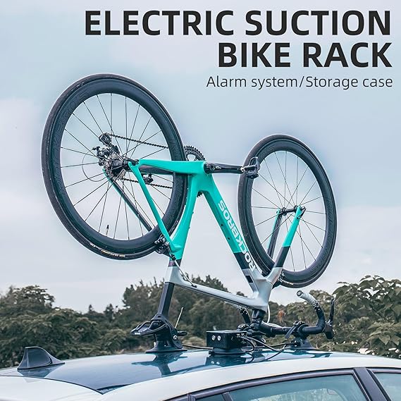 ROCKBROS Suction Cup Bike Rack for Car Roof Top Sucker Bike Rack Quick Release Aluminium Alloy Bike Carrier with Sucker for Bikes