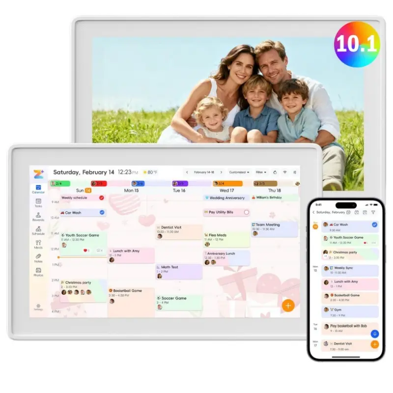 EKoio 10.1" Digital Calendar Frame – Interactive Touchscreen Eletronic Calendars, Smart Family Planner for Schedule, Photo Display, Meals, Chore Chart & Tasks, Wall & Desk Mountable