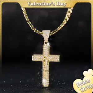 Holylegend 14K Gold-Plated Miami,Cuban & Figaro Chain with Cross,24 inches Long and 6mm Wide,High Quality,Gold Plated Necklace