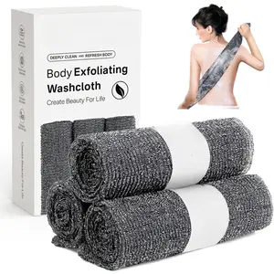 Exfoliating Washcloth Towel- Exfoliating Body Scrubber Exfoliator, Back Scrubber for Use in Shower Bath, Exfoliate Rags Wash Cloths, Loofah Lufa Sponge, Body Scrub, Women Men