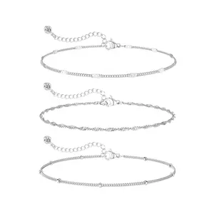 TEWIKY Dainty Silver Bracelets for Women Trendy, Jewelry Set for Women Bracelets for Women Paperclip Box Herringbone Figaro Rope Chain Bracelet Fashion Pack Gifts for Women