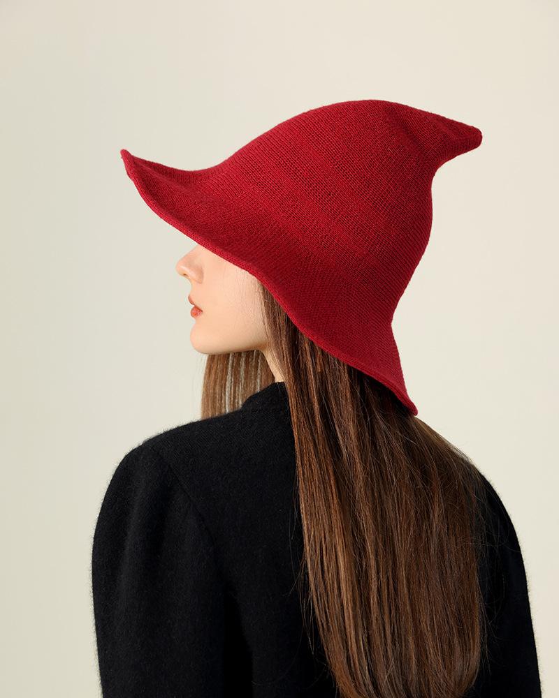 Halloween Hat Regular Wizard Hat Foldable Knitted Hat Pointed Witch Hat