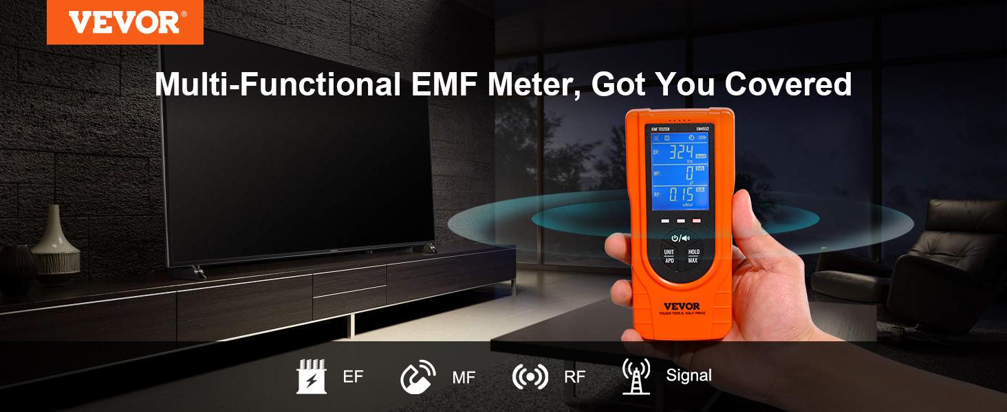VEVOR 3-in-1 EMF Meter, TikTokShopBlackFriday, Handheld Rechargeable Electromagnetic Field Radiation Detector, Digital LCD EMF Tester for EF MF RF Home Inspections Outdoor Ghost Hunting Paranormal Equipment VEVOR 3-in-1 EMF Meter, TikTokShopBlackFriday, Handheld Rechargeable Electromagnetic Field Radiation Detector, Digital LCD EMF Tester for EF MF RF Home Inspections Outdoor Ghost Hunting Paranormal Equipment