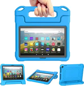 Fire HD 8 & Fire HD 8 Plus Tablet Case for Kids(12th/10th Gen, 2024/2022/2020) - DJ&RPPQ Lightweight Shockproof Cover with Handle Stand for Fire HD 8/Plus/Kids/Pro Tablet Also for Sony Nokia - Blue