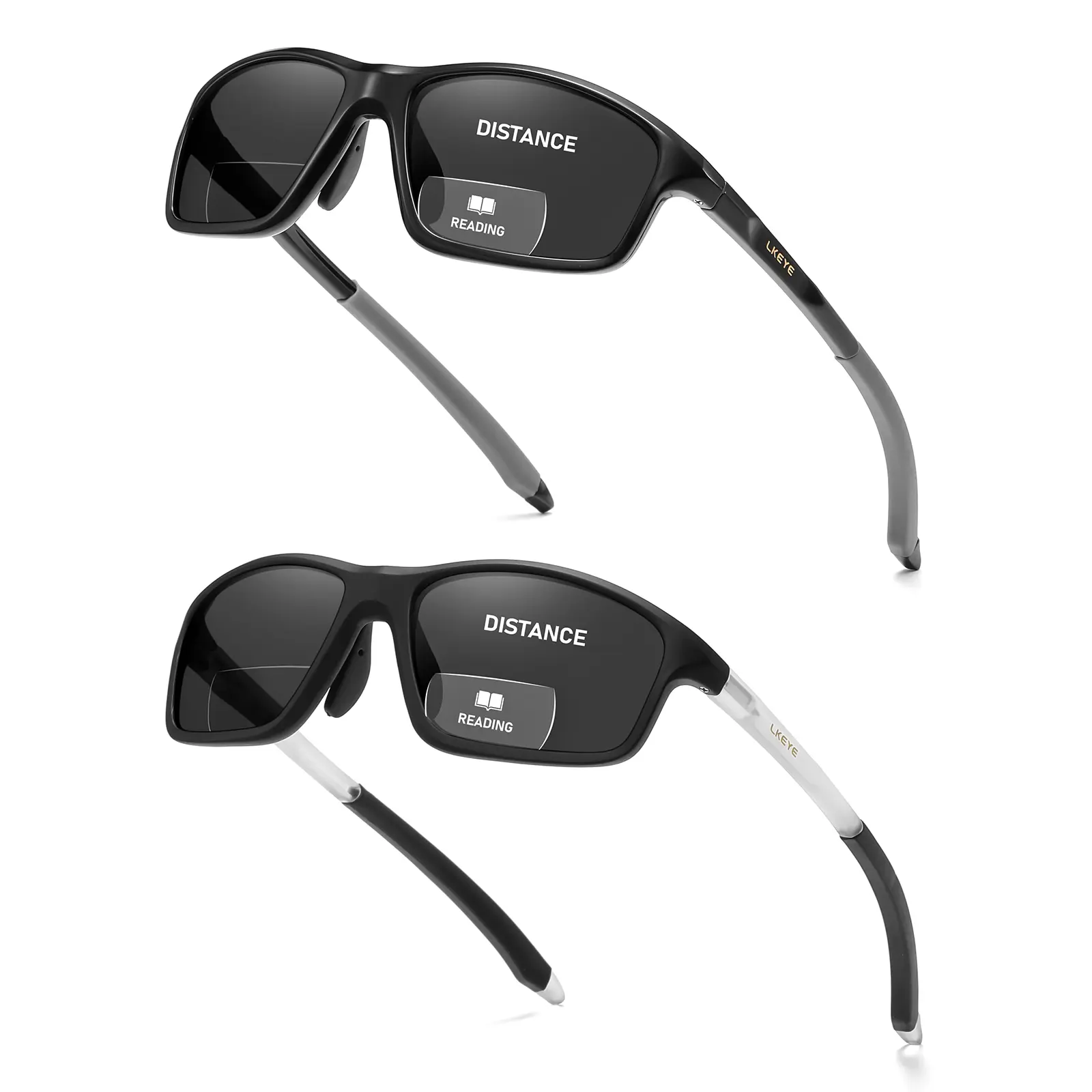 2 Pack Rectangular Womens Sunglasses with Bifocal Readers, Sport Plastic Frame for Men with Spring Hinge, UV400 Protection & Glasses Pouch, Beach Travel Eyewear, Rectangular Sunglasses, Full Rim, Stylish And Practical, Outdoor Sports, Two Pairs