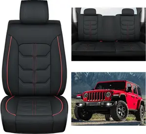 Nilight Car Seat Covers Custom Fit 2007-2024 Jeep Wrangler JK JL 4-Door Waterproof Leather Cushion Full Set with Split Bench 40/60 for Unlimited Sahara Rubicon Willys Chief Moab, Car Seat Protectors