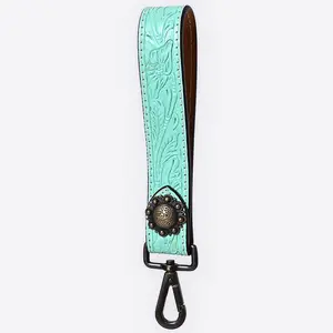 American Darling ADKR217 Hand Tooled Genuine Leather Wristlet Key Ring